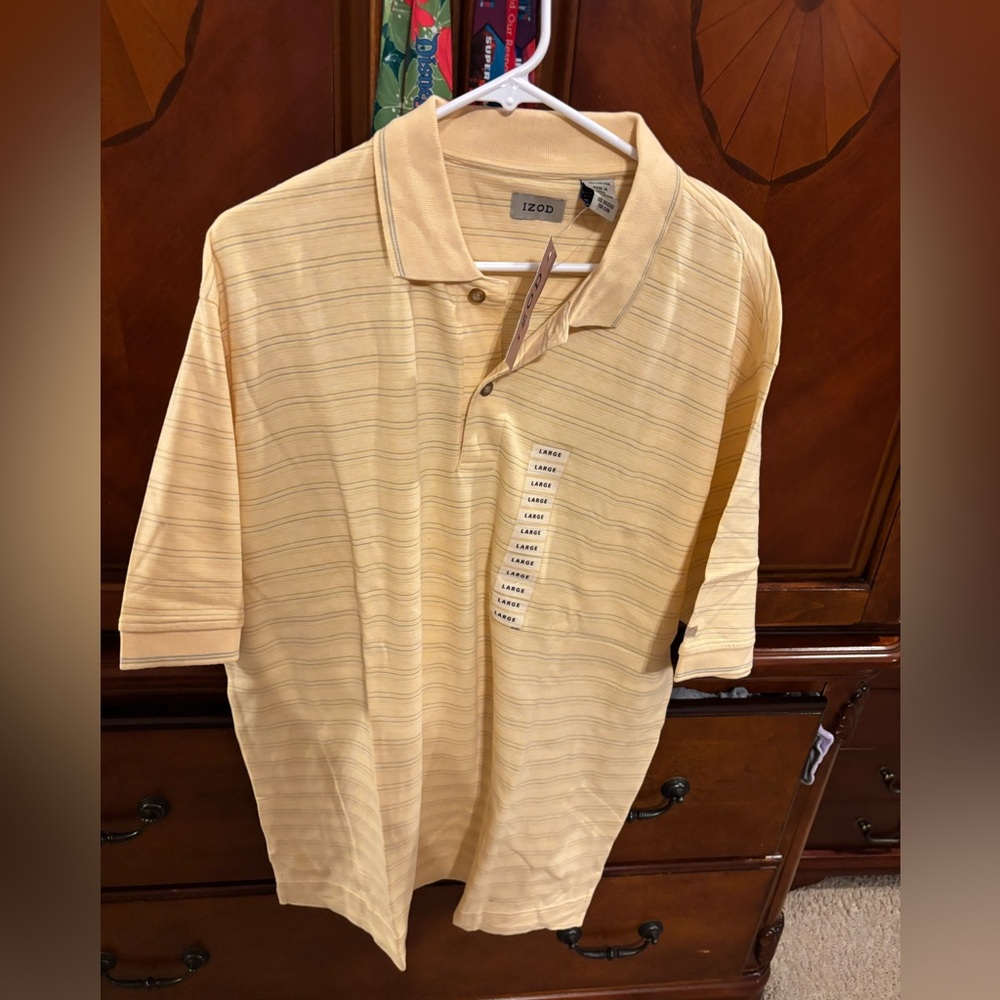 Izod Pale Yellow Striped Polo